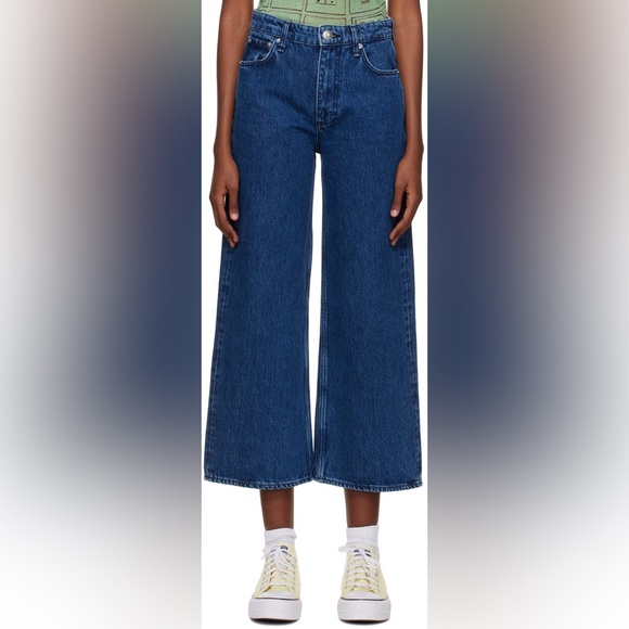 Rag & Bone Maya High Rise Ankle Wide Leg Bride Trail Blue Jeans Womens Size 28 - Picture 3 of 11